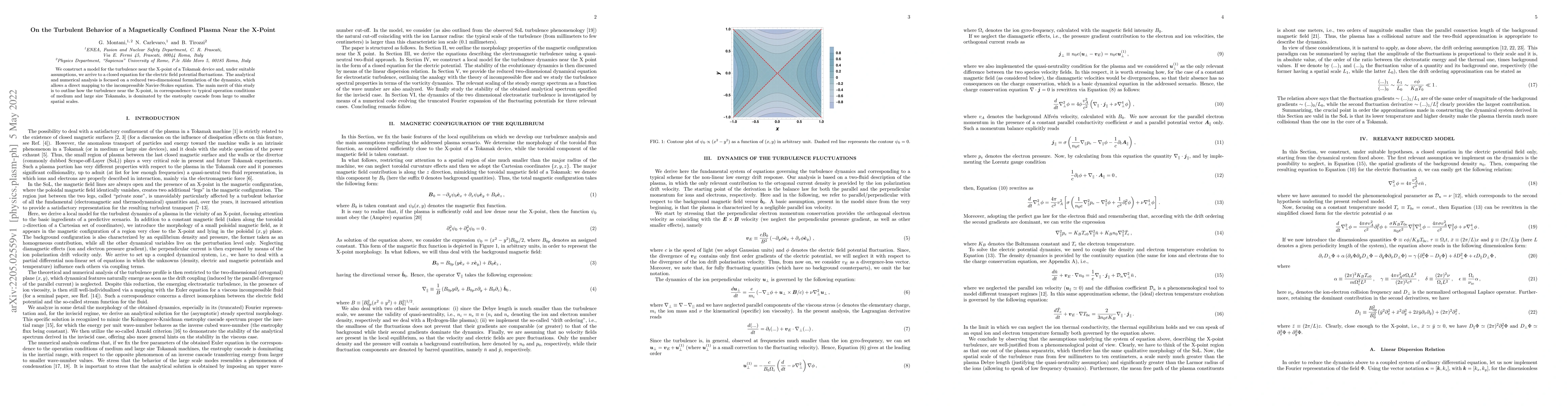 Thumbnail for On the Turbulent Behavior of a Magnetically Confined Plasma Near the
  X-Point