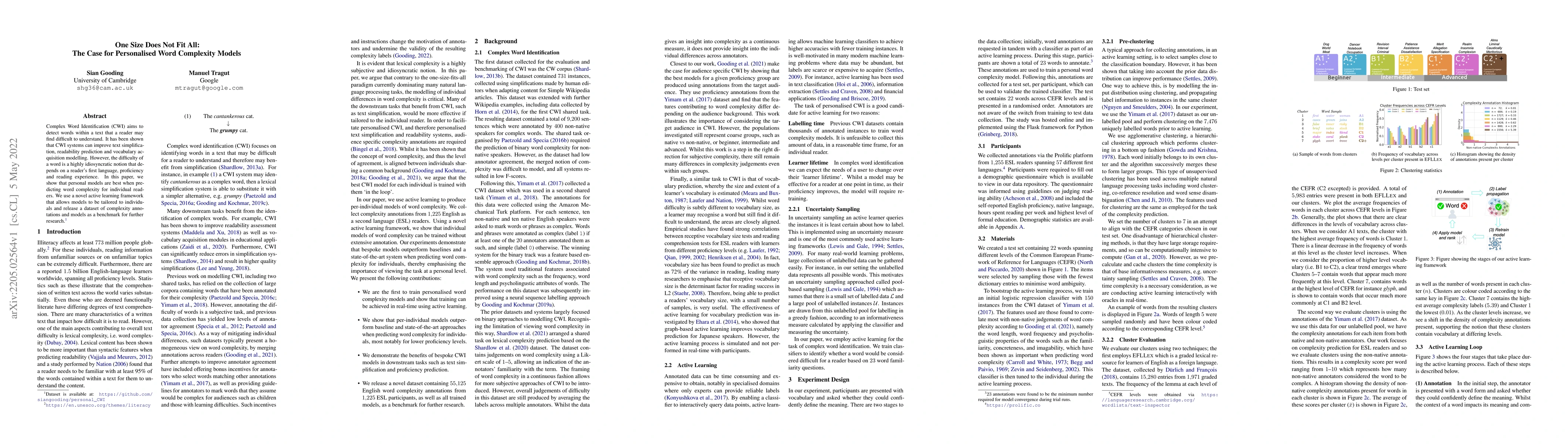 Thumbnail for One Size Does Not Fit All: The Case for Personalised Word Complexity
  Models
