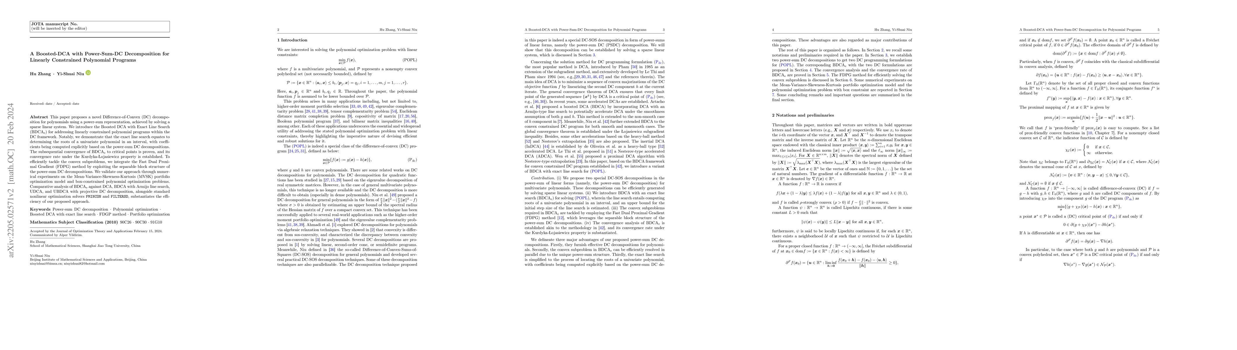 Thumbnail for A Boosted-DCA with Power-Sum-DC Decomposition for Linearly Constrained
  Polynomial Programs