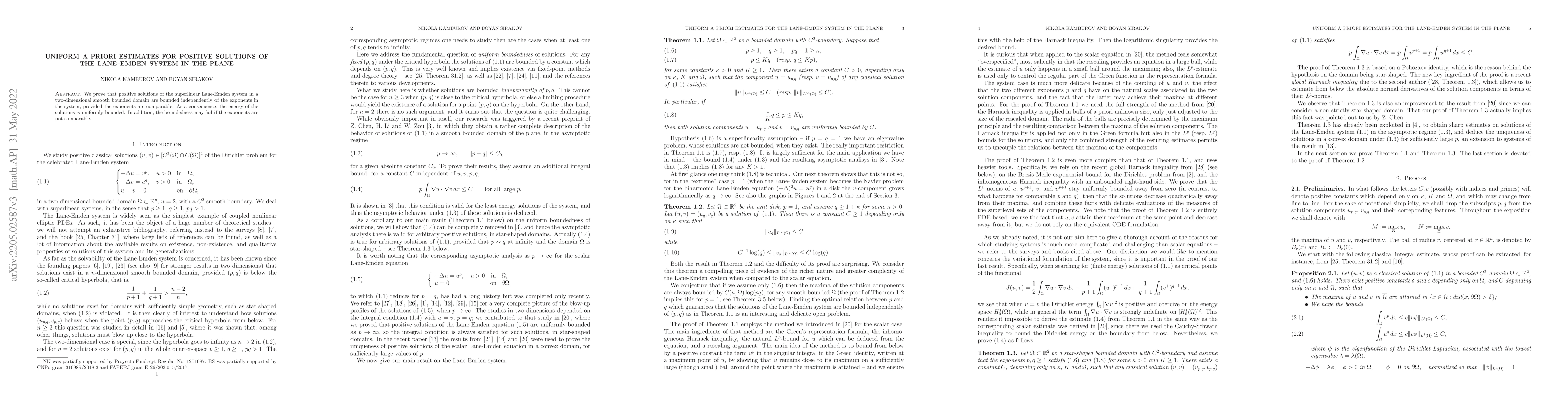 Thumbnail for Uniform a priori estimates for positive solutions of the Lane-Emden
  system in the plane