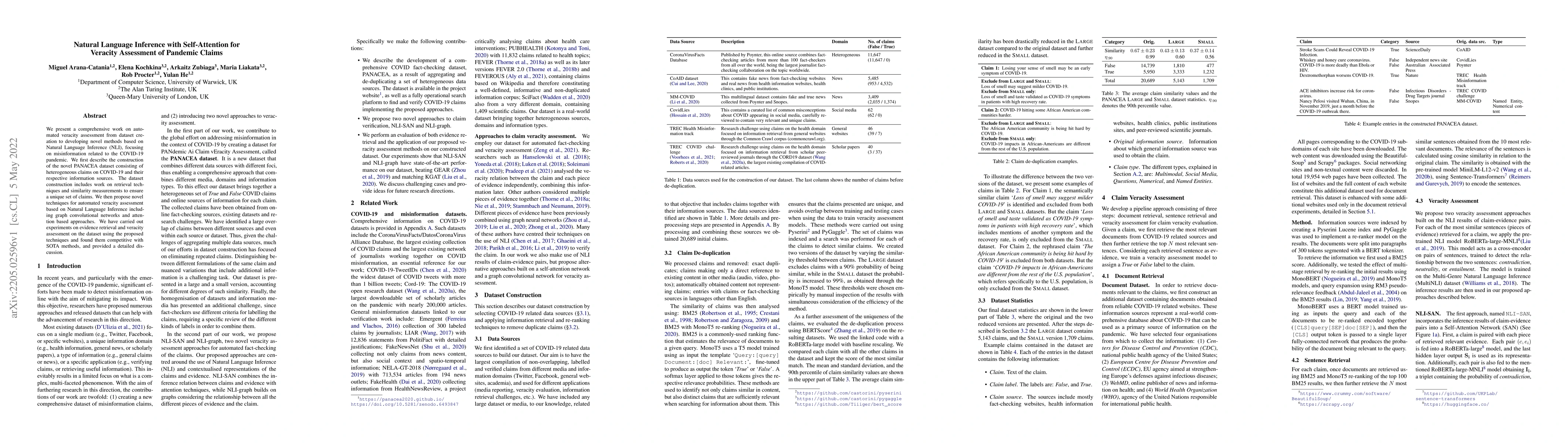 Thumbnail for Natural Language Inference with Self-Attention for Veracity Assessment
  of Pandemic Claims