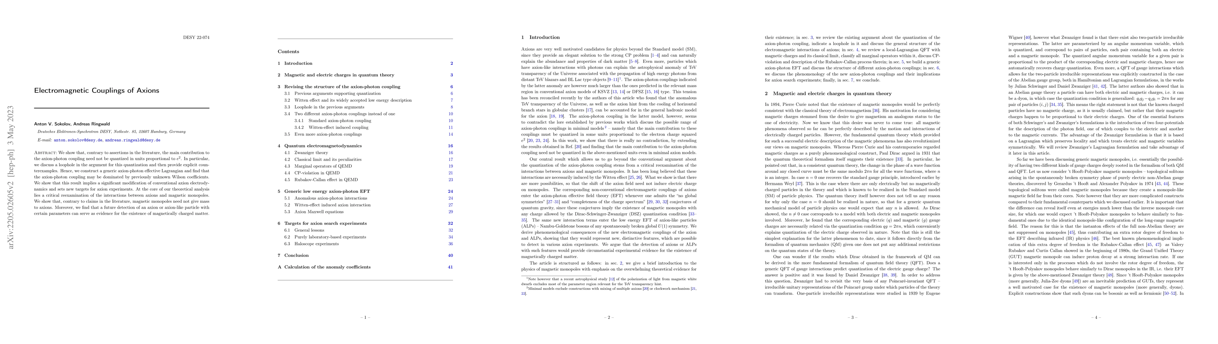 Thumbnail for Electromagnetic Couplings of Axions