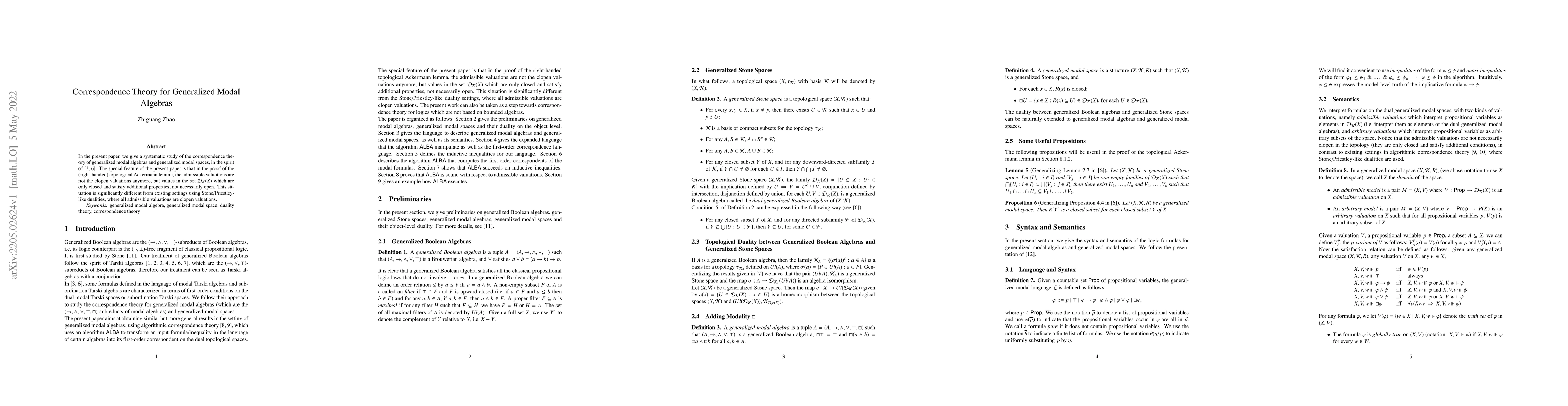 Thumbnail for Correspondence Theory for Generalized Modal Algebras