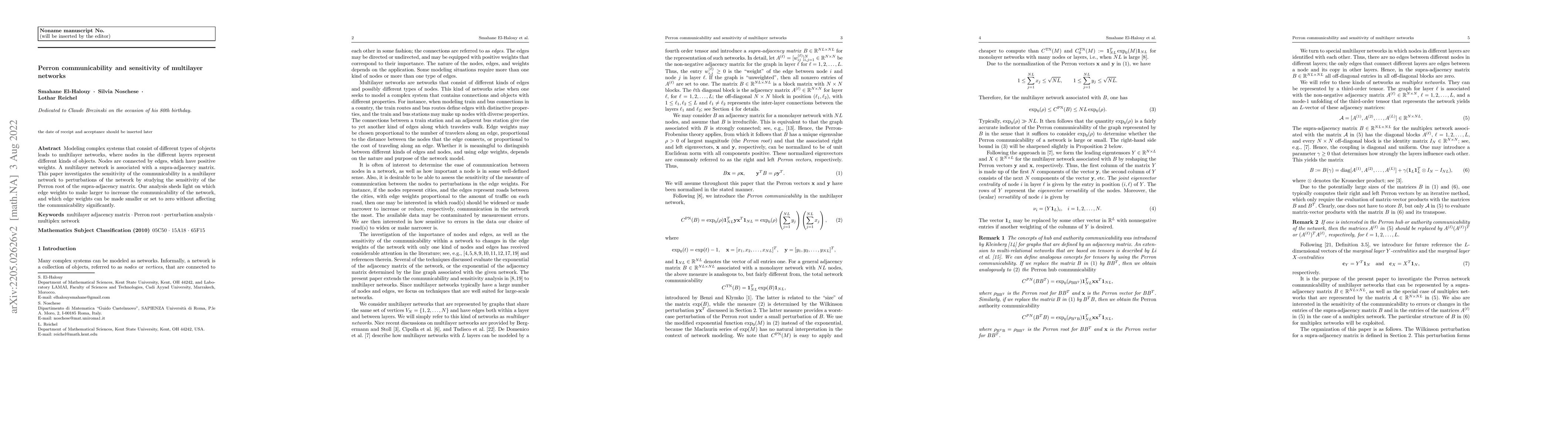 Thumbnail for Perron communicability and sensitivity of multilayer networks