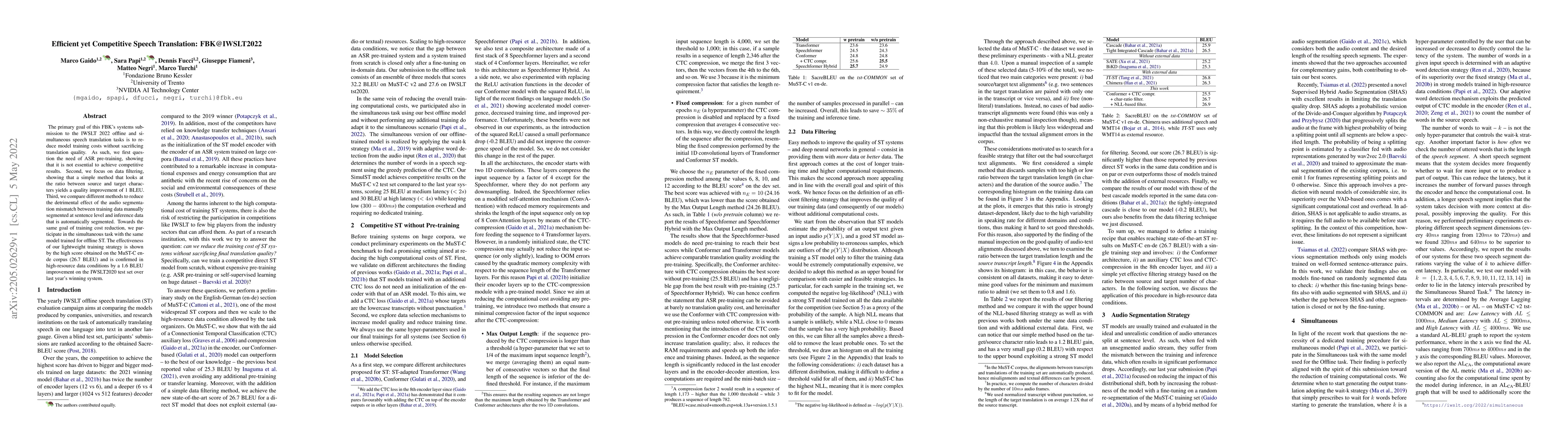 Thumbnail for Efficient yet Competitive Speech Translation: FBK@IWSLT2022