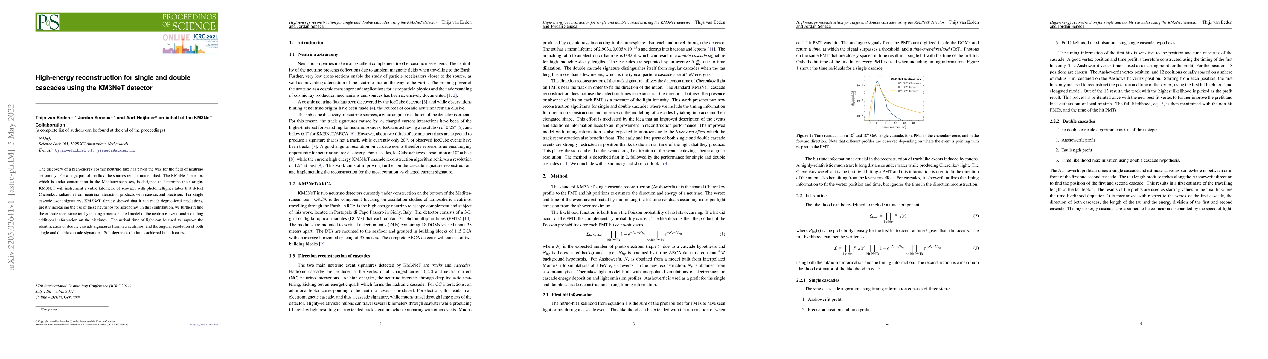 Thumbnail for High-energy reconstruction for single and double cascades using the
  KM3NeT detector