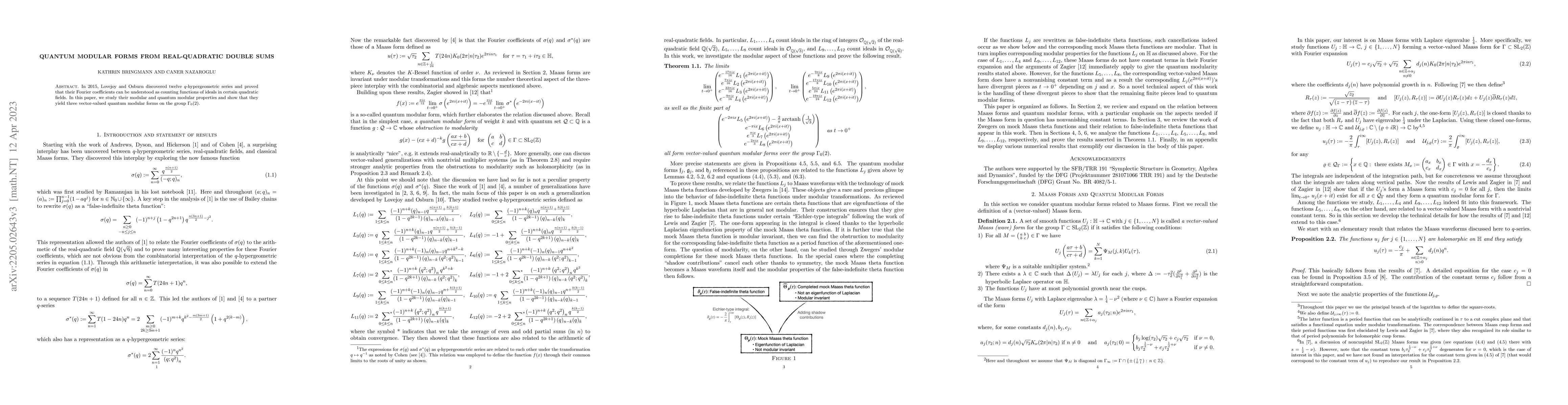 Thumbnail for Quantum Modular Forms from Real Quadratic Double Sums