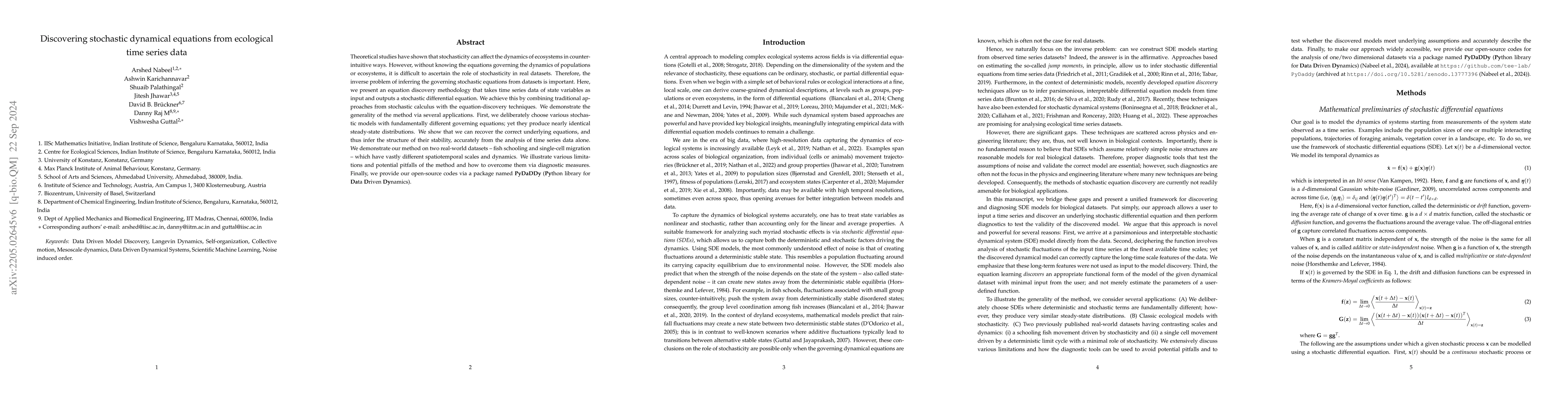 Thumbnail for Discovering stochastic dynamical equations from biological time series
  data
