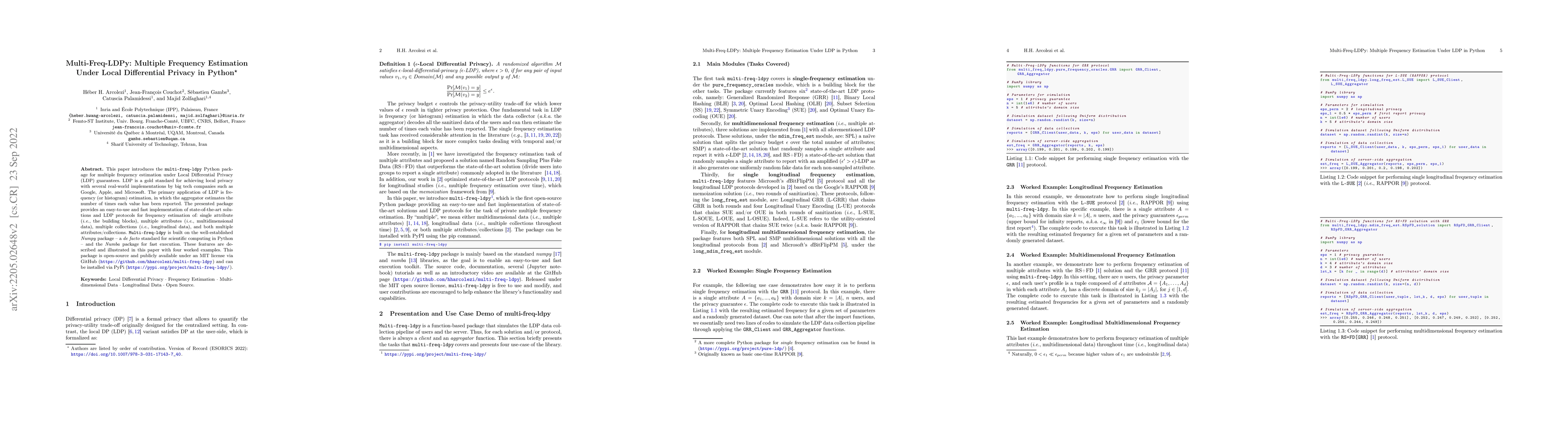 Thumbnail for Multi-Freq-LDPy: Multiple Frequency Estimation Under Local Differential
  Privacy in Python
