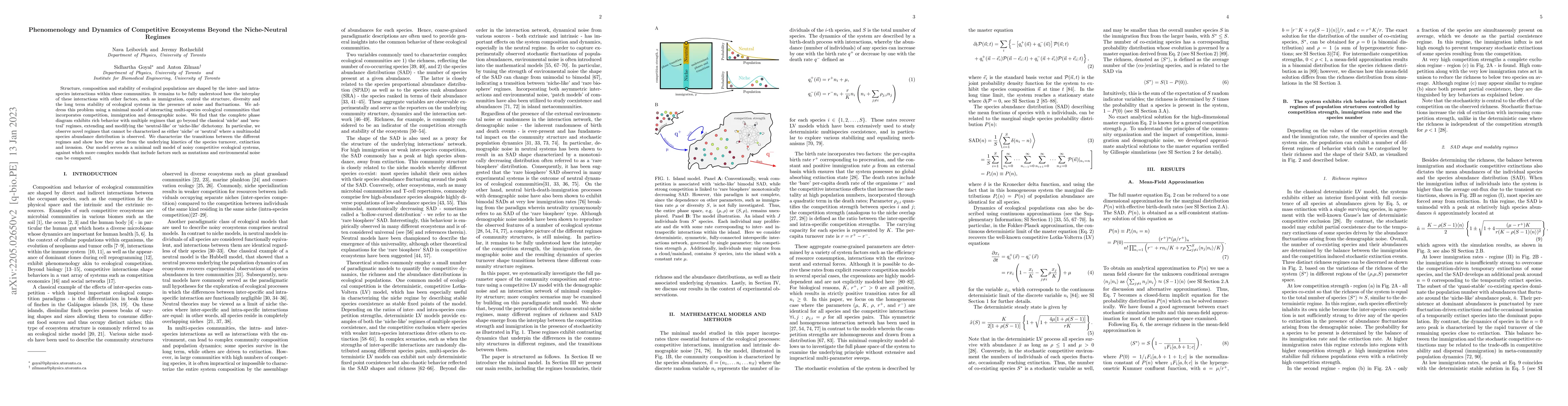 Thumbnail for Phenomenology and dynamics of competitive ecosystems beyond the
  niche-neutral regimes