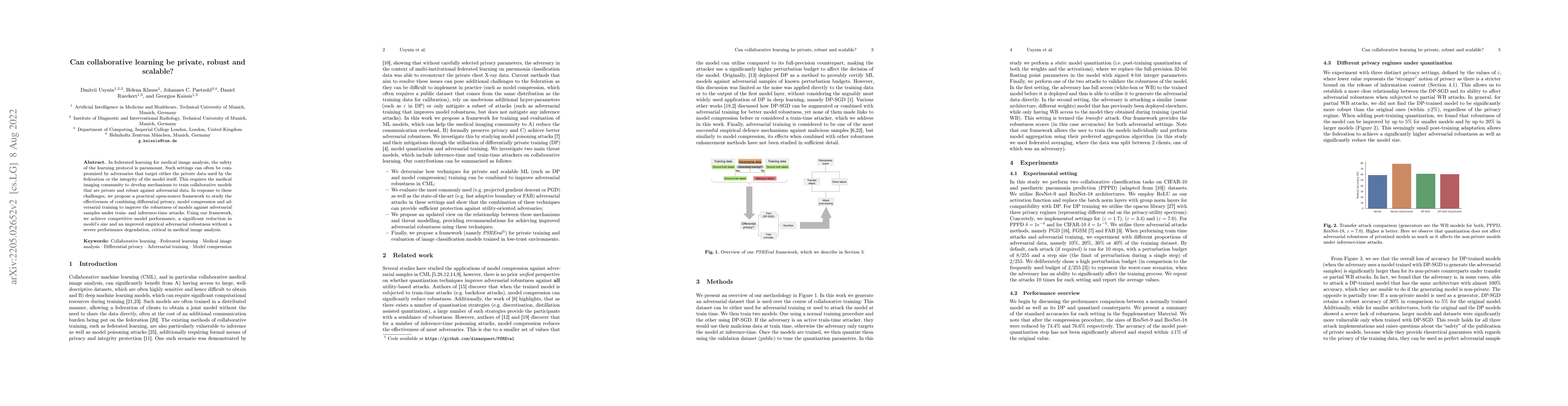 Thumbnail for Can collaborative learning be private, robust and scalable?