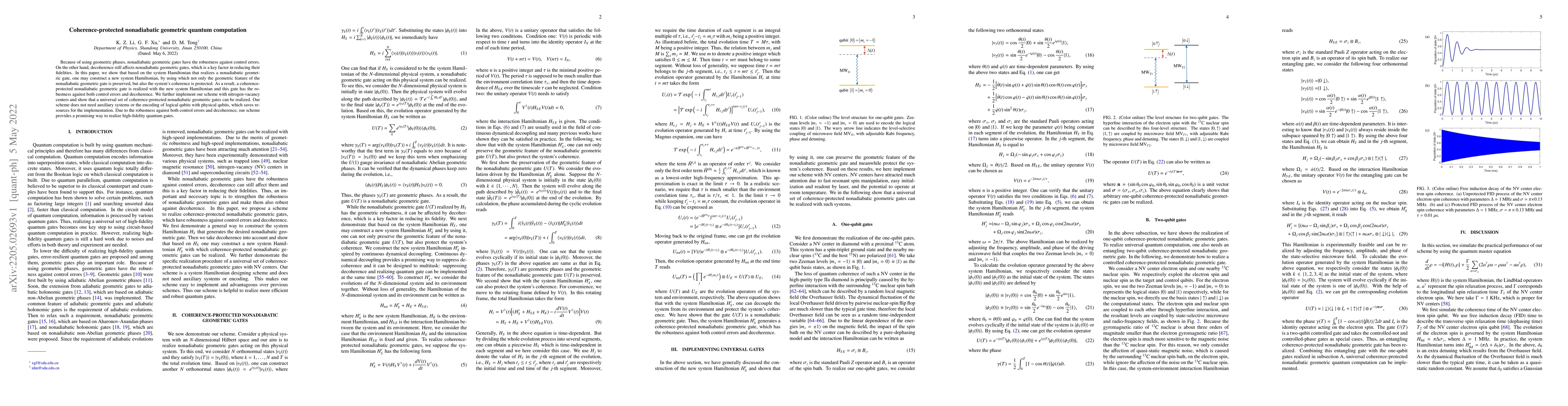 Thumbnail for Coherence-protected nonadiabatic geometric quantum computation