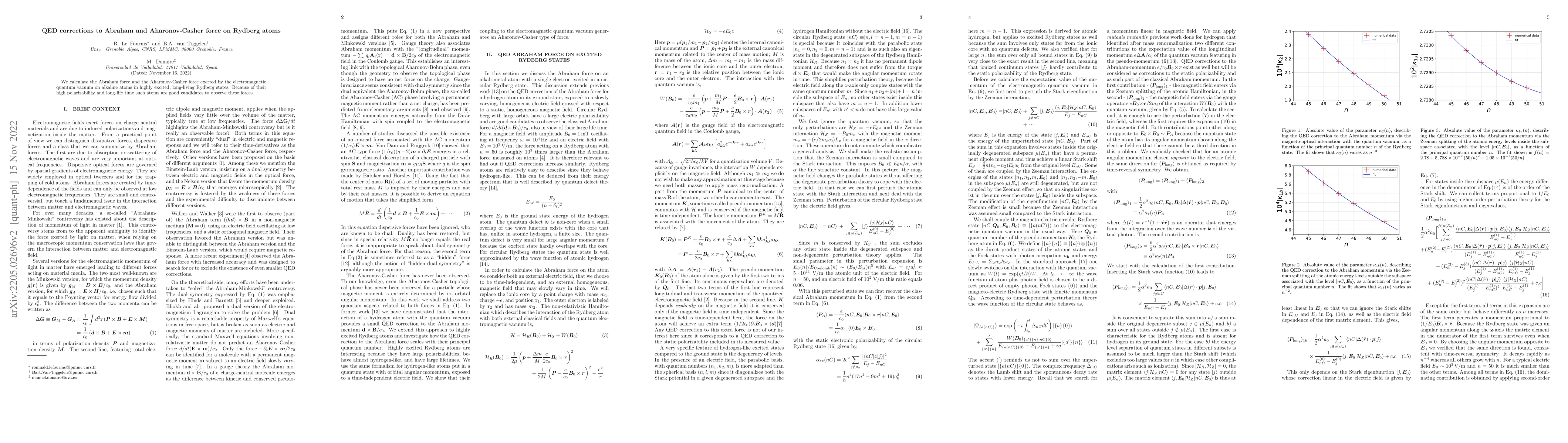 Thumbnail for QED corrections to Abraham and Aharonov-Casher force on Rydberg atoms