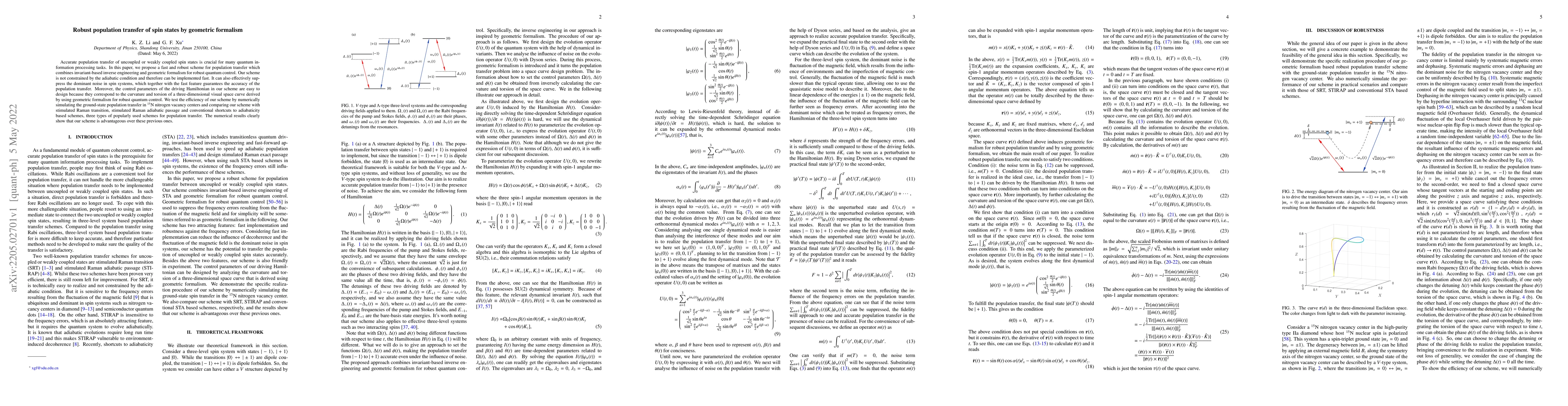 Thumbnail for Robust population transfer of spin states by geometric formalism