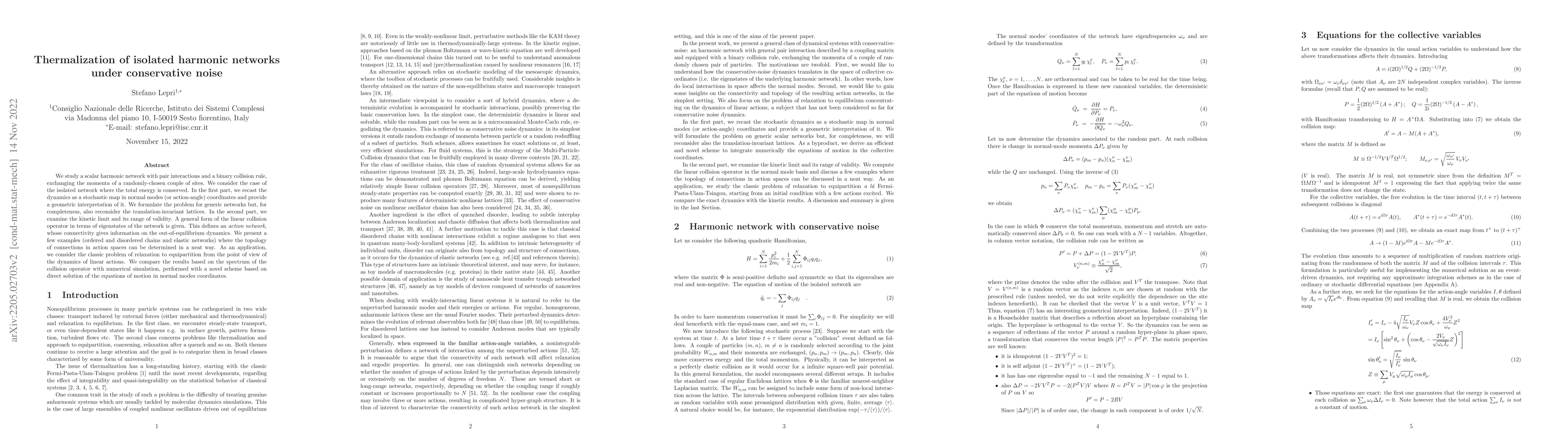 Thumbnail for Thermalization of isolated harmonic networks under conservative noise