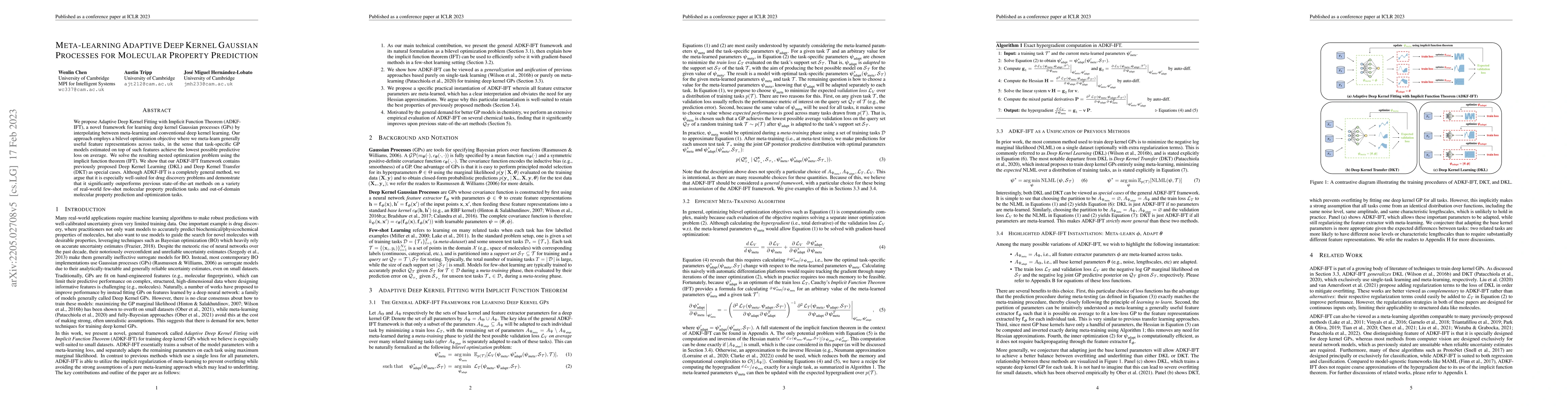 Thumbnail for Meta-learning Adaptive Deep Kernel Gaussian Processes for Molecular
  Property Prediction