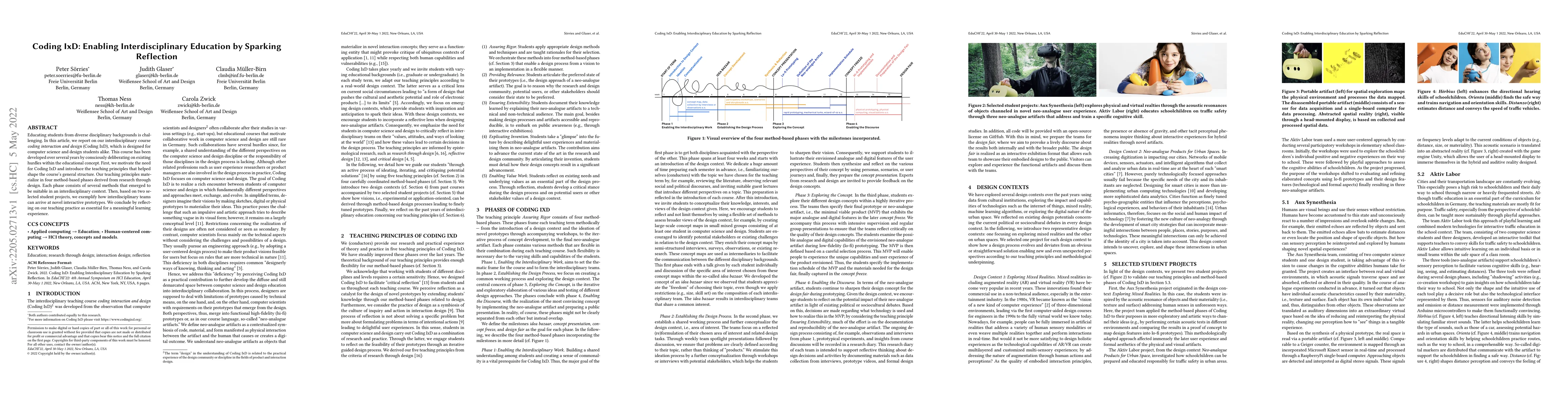 Thumbnail for Coding IxD: Enabling Interdisciplinary Education by Sparking Reflection