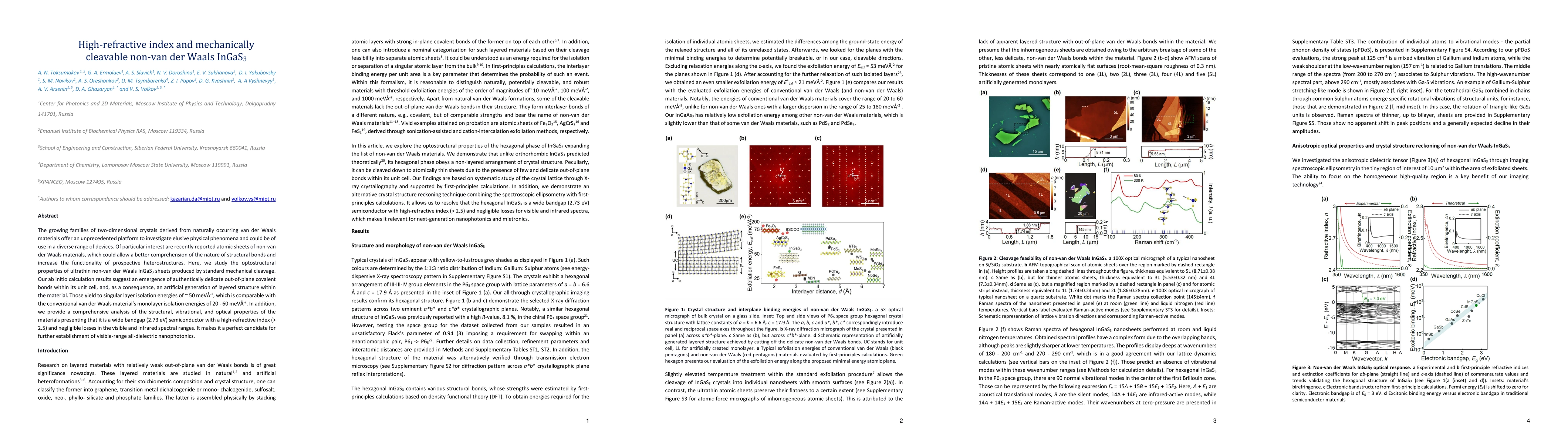 Thumbnail for High-refractive index and mechanically cleavable non-van der Waals
  InGaS3