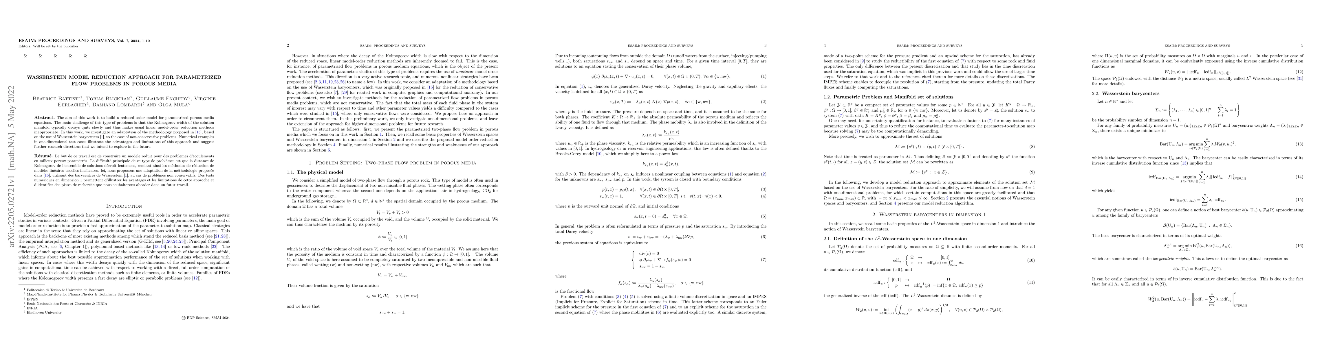Thumbnail for Waserstein model reduction approach for parametrized flow problems in
  porous media