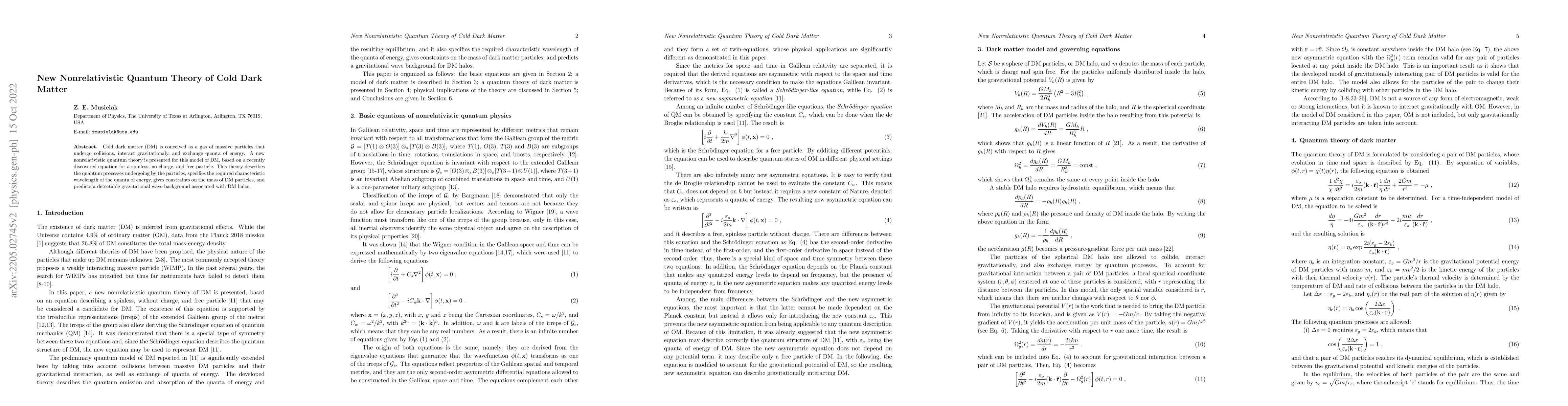 Thumbnail for New Nonrelativistic Quantum Theory of Cold Dark Matter