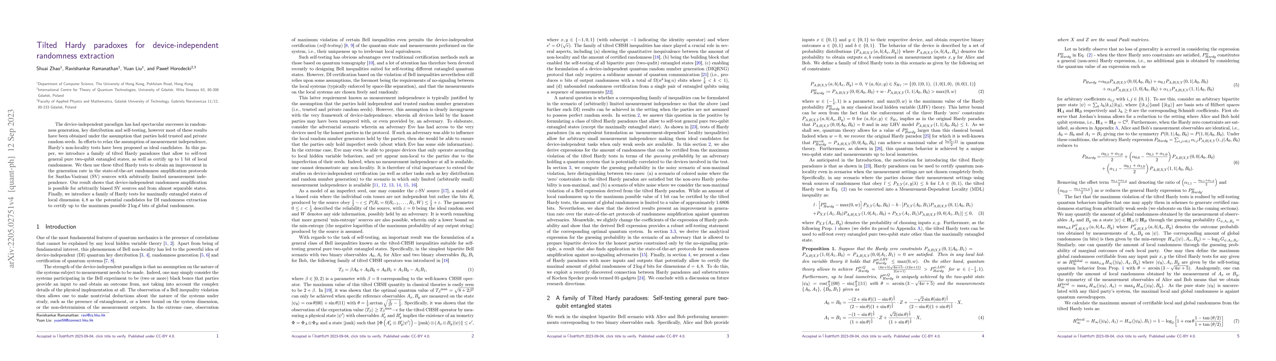 Thumbnail for Tilted Hardy paradoxes for device-independent randomness extraction