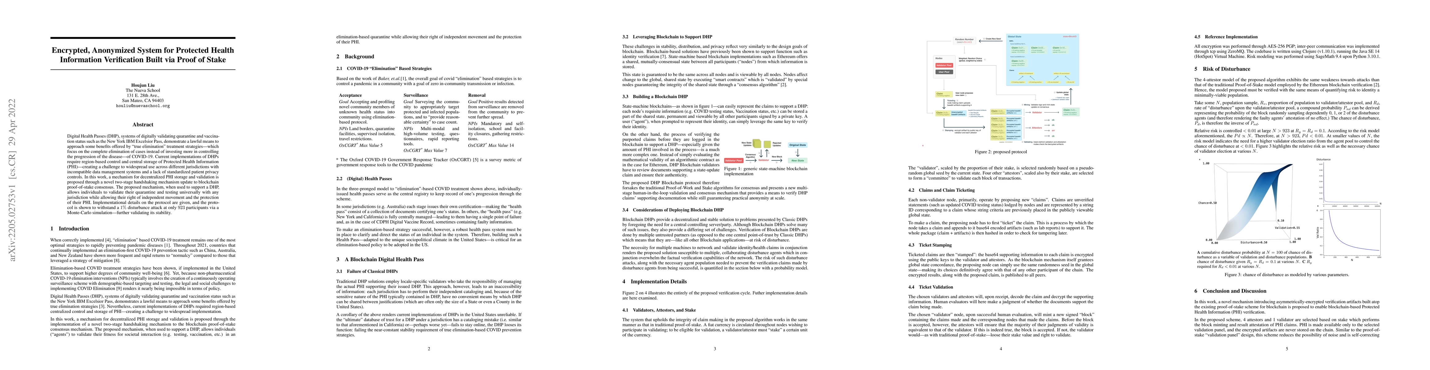 Thumbnail for Encrypted, Anonymized System for Protected Health Information
  Verification Built via Proof of Stake