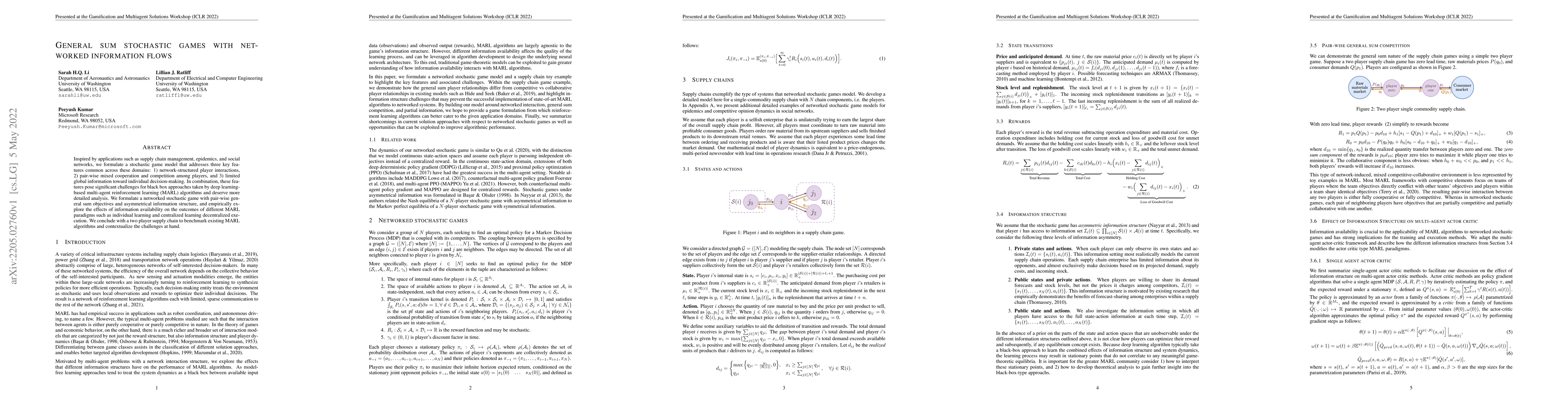 Thumbnail for General sum stochastic games with networked information flows
