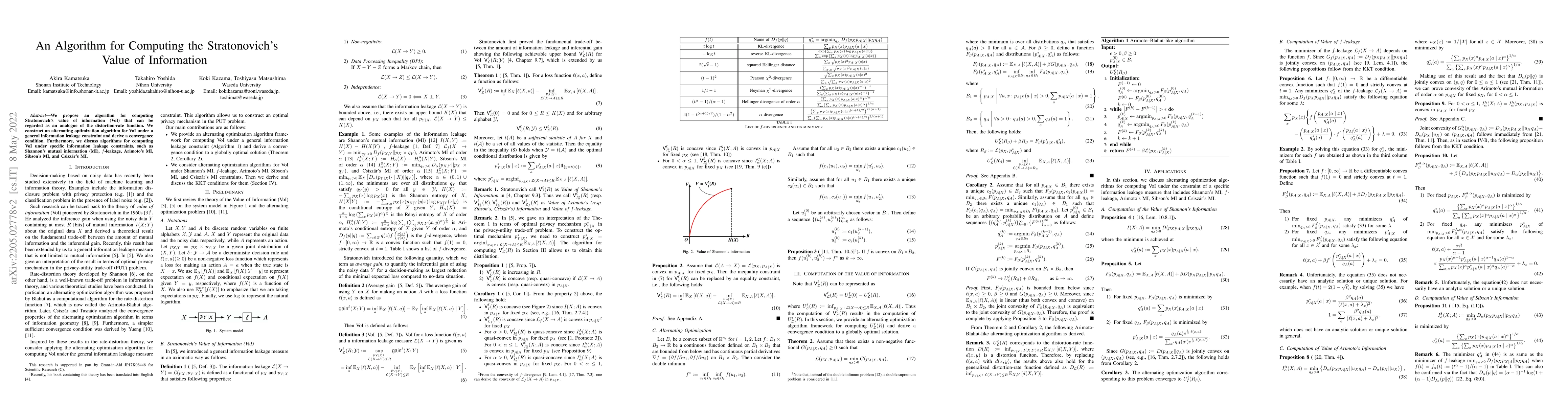 Thumbnail for An Algorithm for Computing the Stratonovich's Value of Information