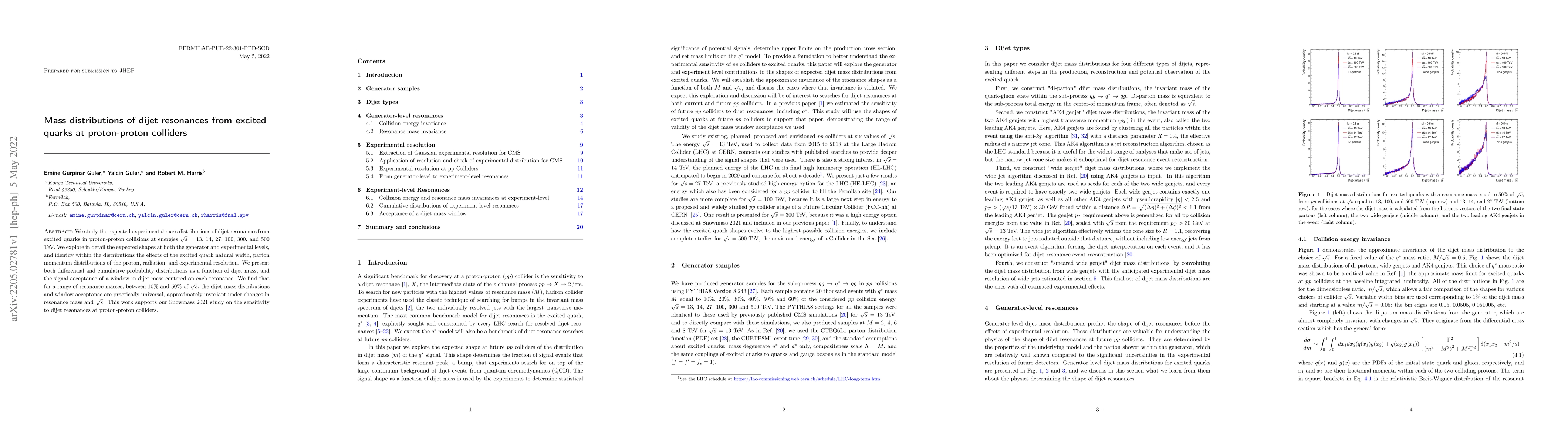 Thumbnail for Mass distributions of dijet resonances from excited quarks at
  proton-proton colliders