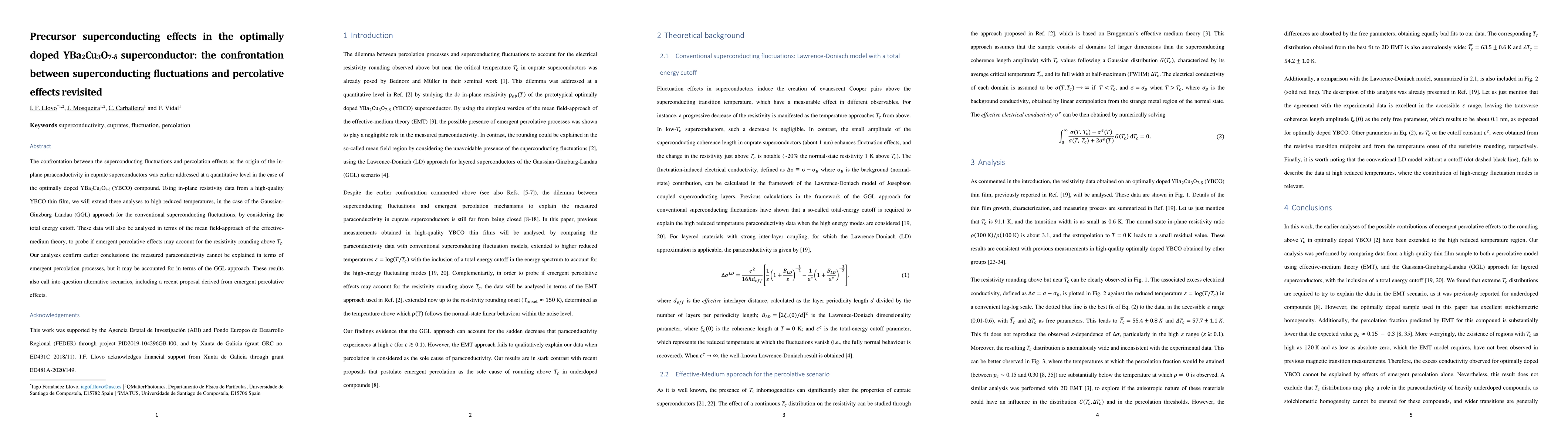 Thumbnail for Precursor superconducting effects in the optimally doped
  YBa$_2$Cu$_3$O$_{7-\delta}$ superconductor: the confrontation between
  superconducting fluctuations and percolative effects revisited