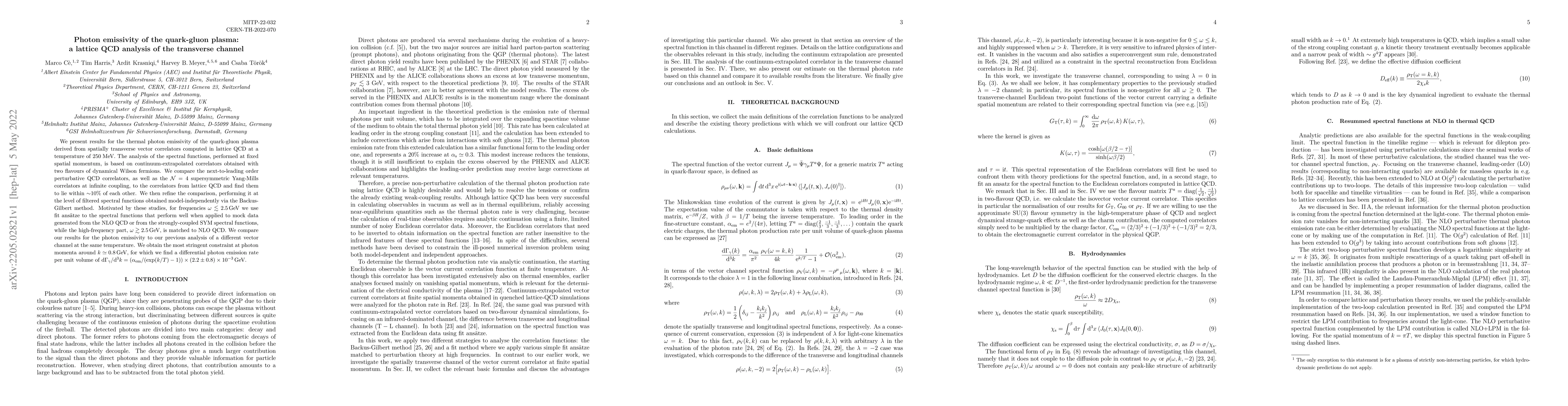Thumbnail for Photon emissivity of the quark-gluon plasma: a lattice QCD analysis of
  the transverse channel