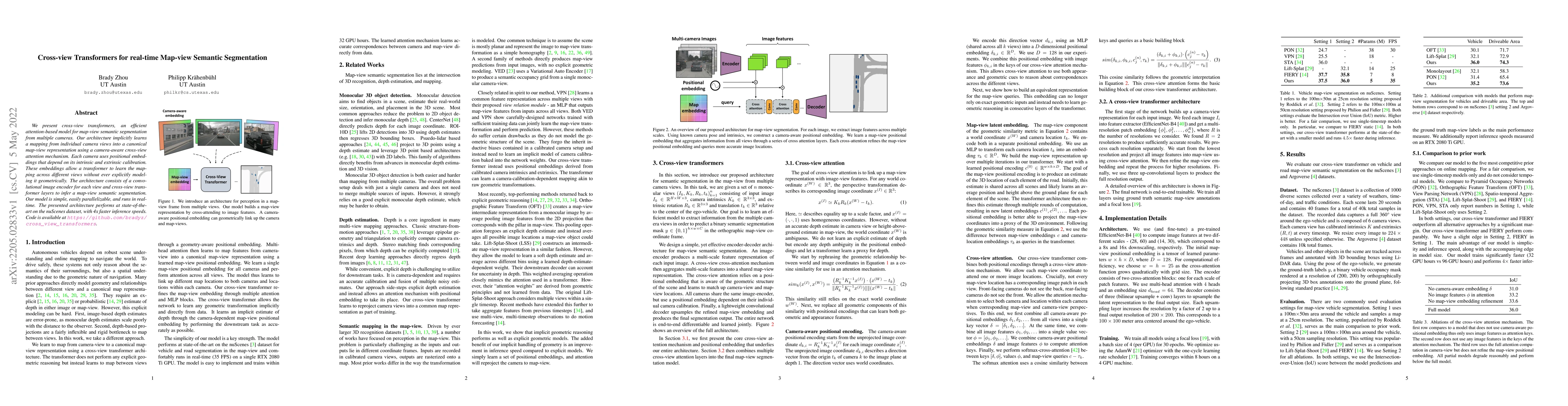 Thumbnail for Cross-view Transformers for real-time Map-view Semantic Segmentation