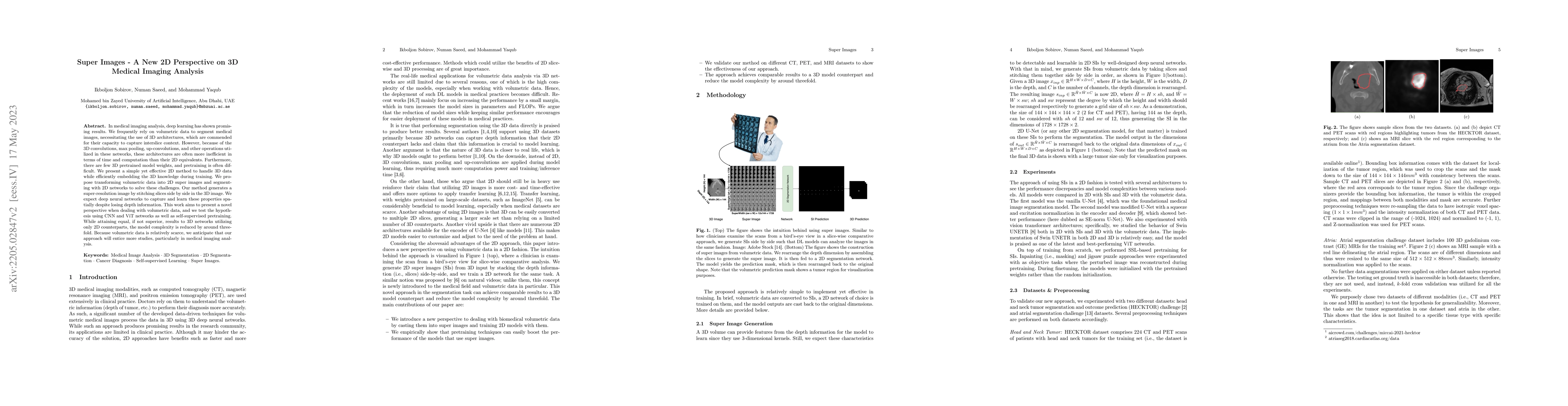 Thumbnail for Super Images -- A New 2D Perspective on 3D Medical Imaging Analysis