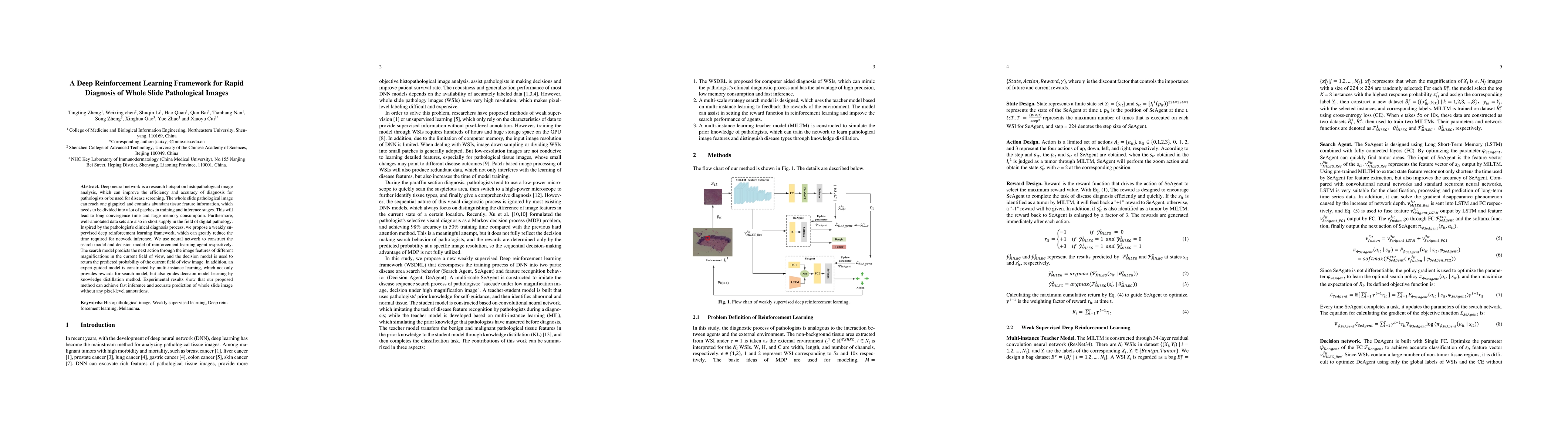 Thumbnail for A Deep Reinforcement Learning Framework for Rapid Diagnosis of Whole
  Slide Pathological Images