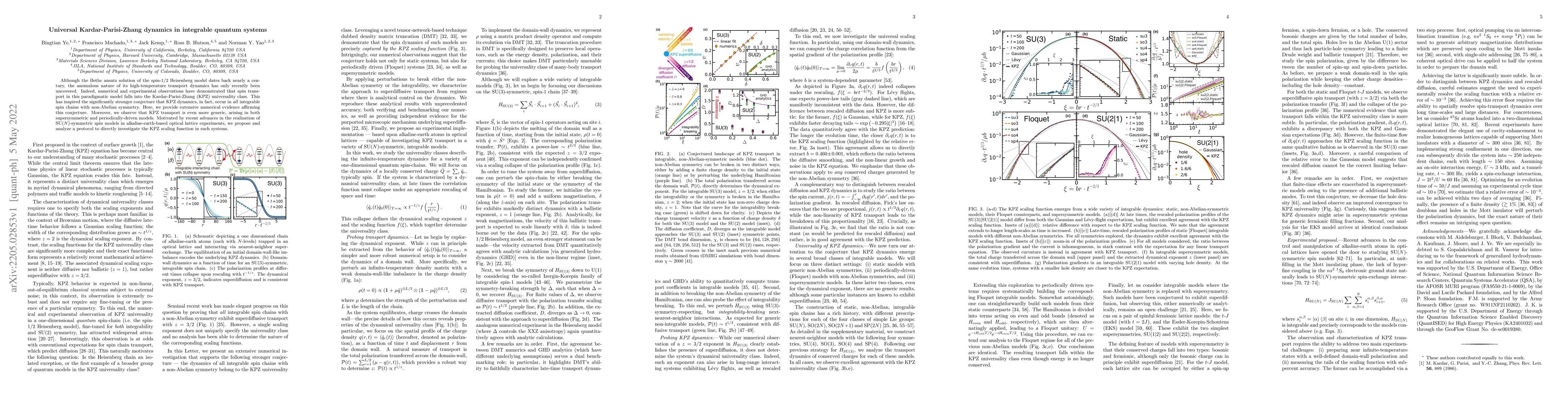 Thumbnail for Universal Kardar-Parisi-Zhang dynamics in integrable quantum systems