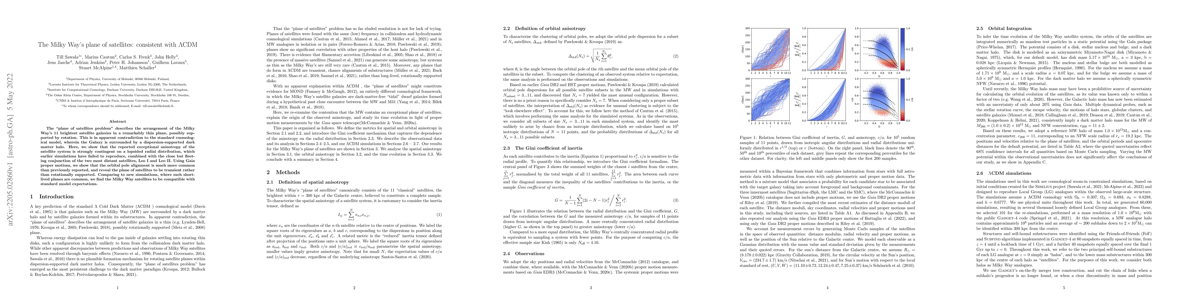 Thumbnail for The Milky Way's plane of satellites: consistent with $\Lambda$CDM