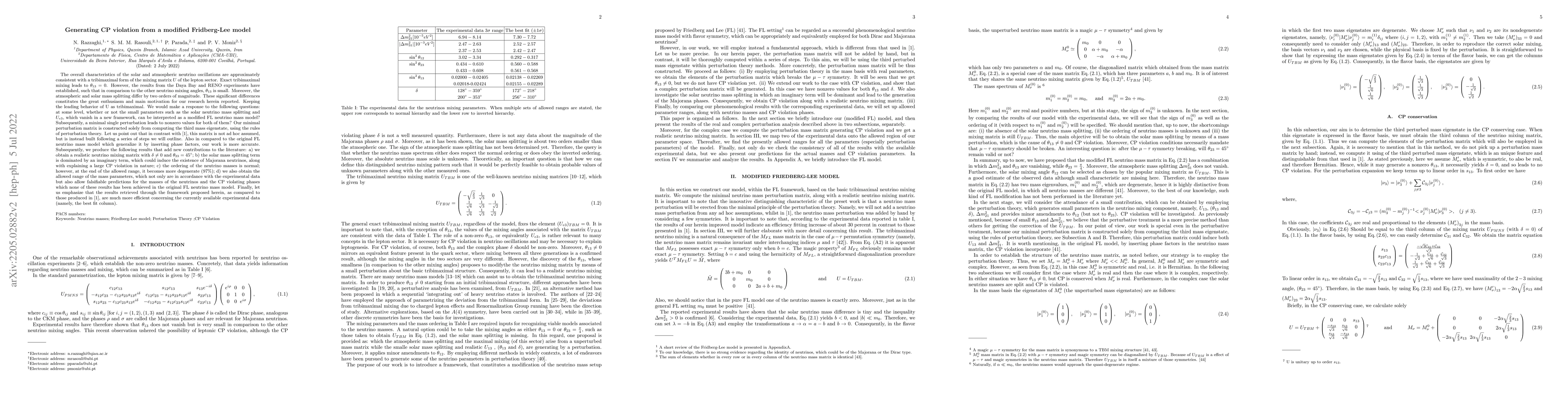 Thumbnail for Generating CP violation from a modified Fridberg-Lee model