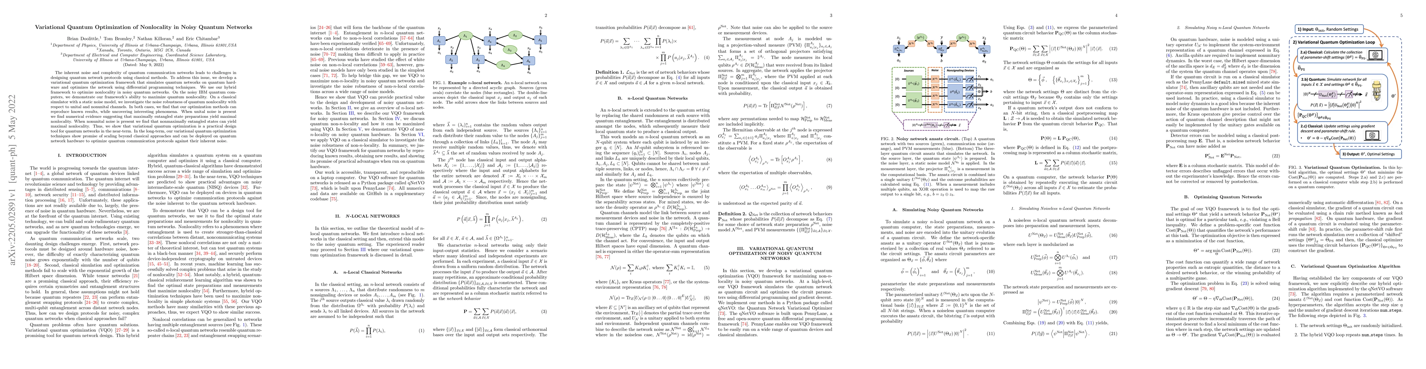 Thumbnail for Variational Quantum Optimization of Nonlocality in Noisy Quantum
  Networks