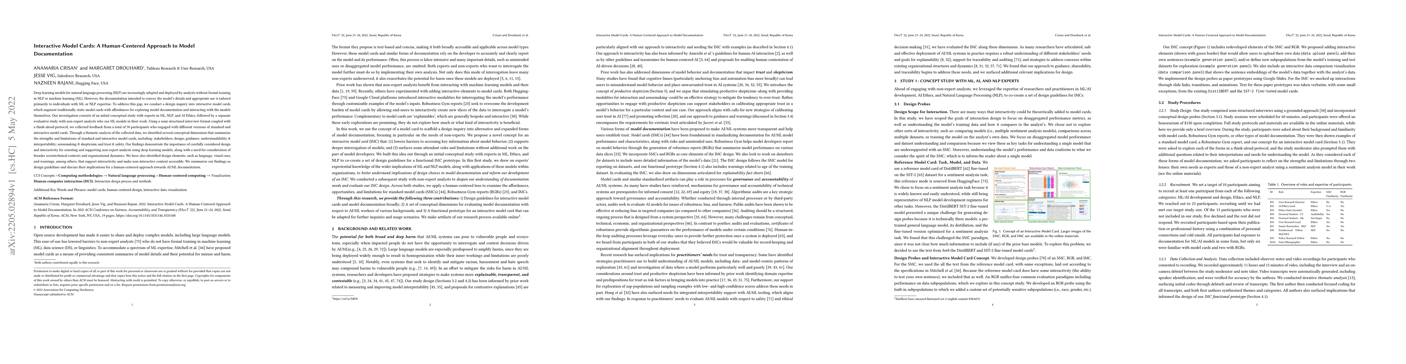 Thumbnail for Interactive Model Cards: A Human-Centered Approach to Model
  Documentation