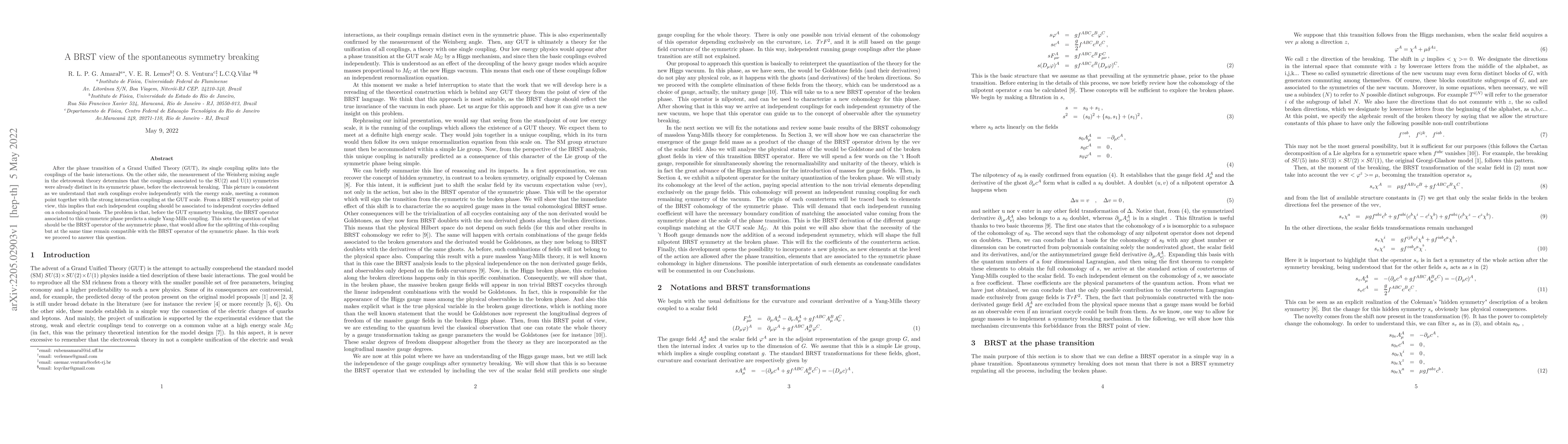 Thumbnail for A BRST view of the spontaneous symmetry breaking