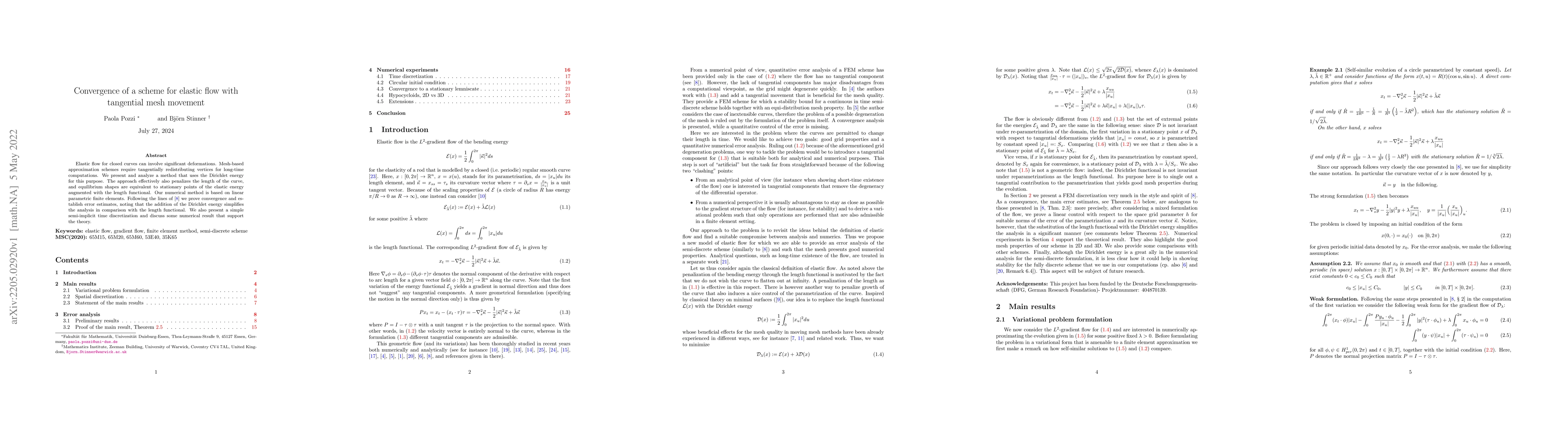 Thumbnail for Convergence of a scheme for elastic flow with tangential mesh movement