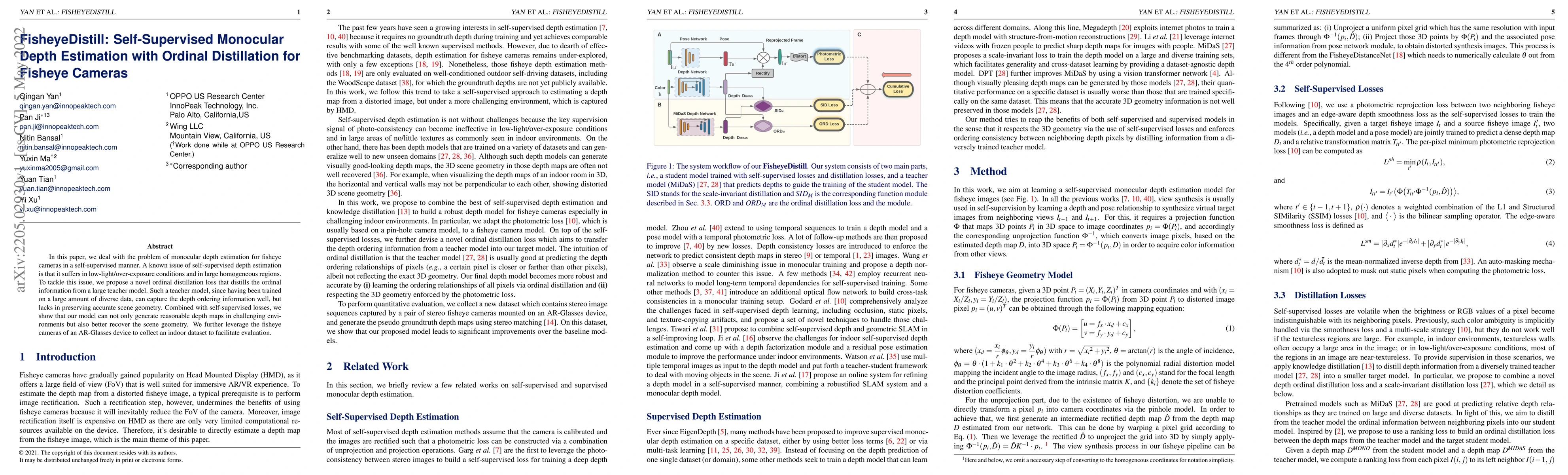 Thumbnail for FisheyeDistill: Self-Supervised Monocular Depth Estimation with Ordinal
  Distillation for Fisheye Cameras