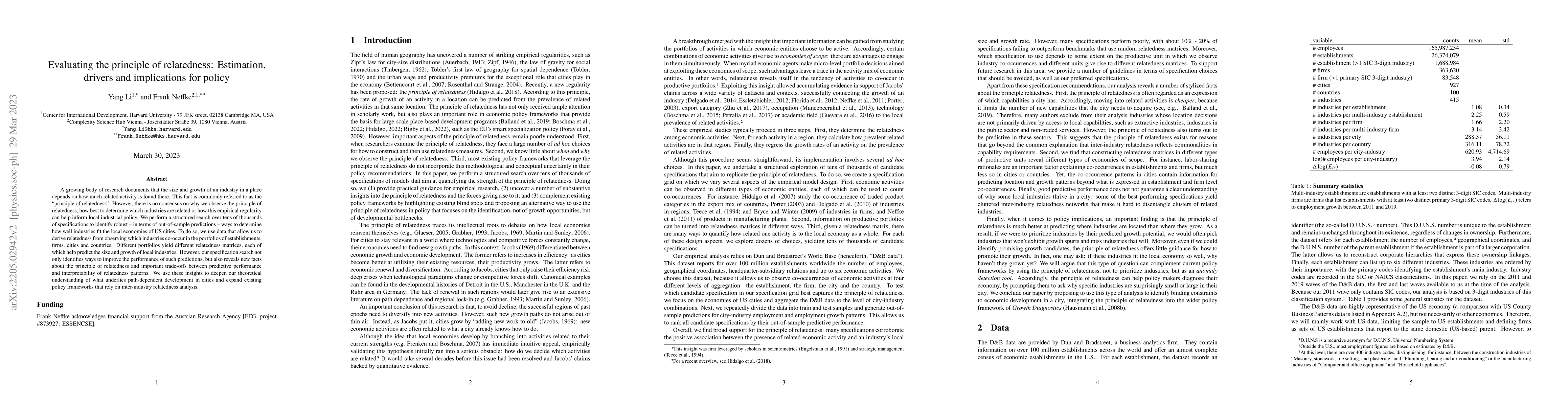 Thumbnail for Evaluating the principle of relatedness: Estimation, drivers and
  implications for policy