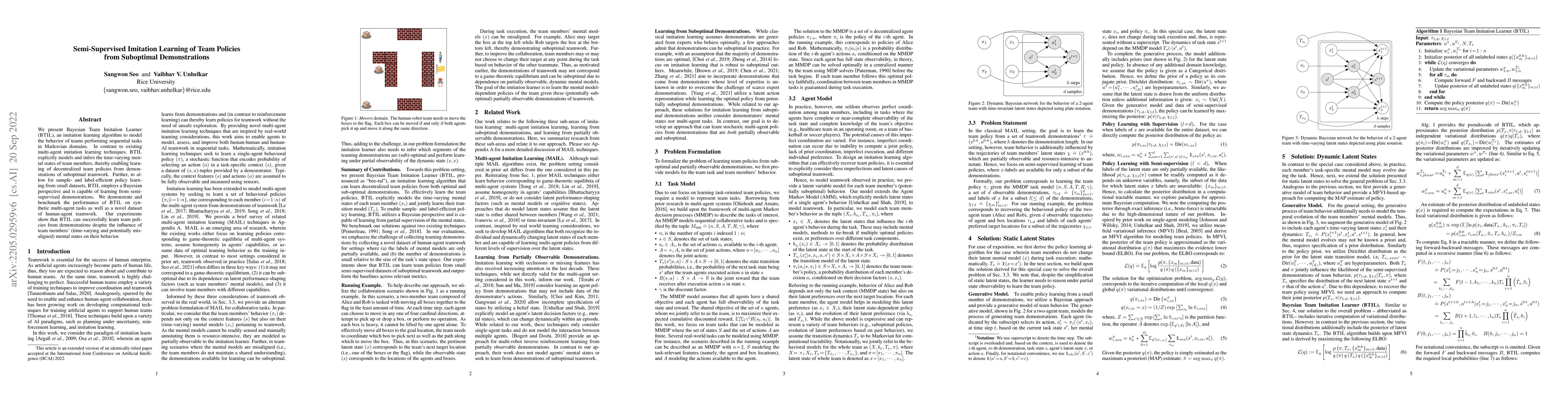 Thumbnail for Semi-Supervised Imitation Learning of Team Policies from Suboptimal
  Demonstrations