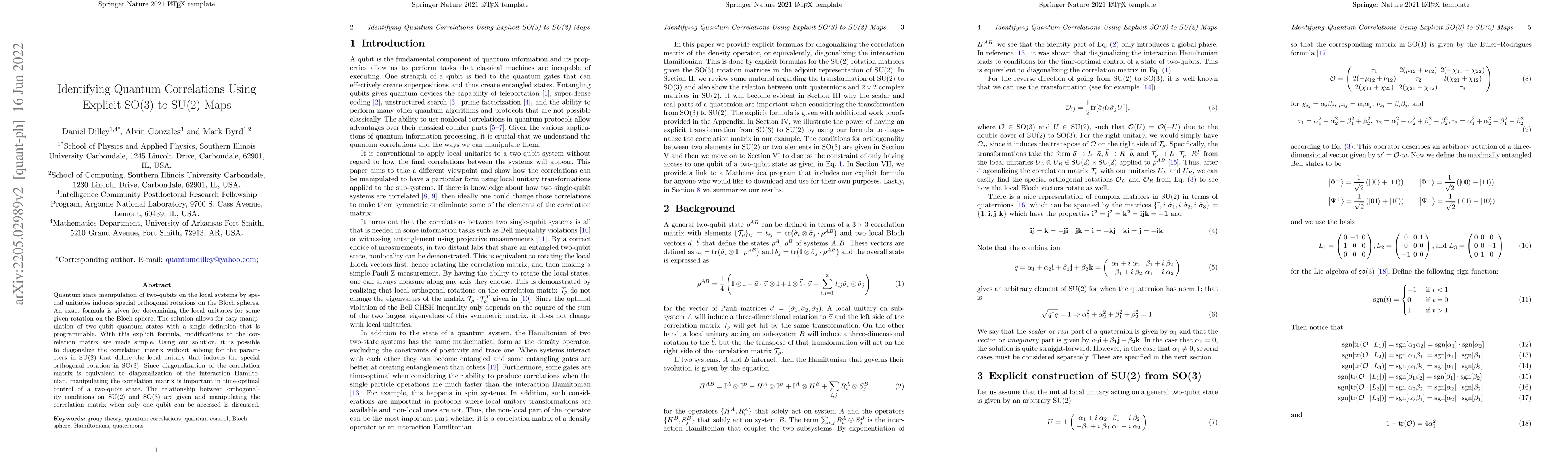 Thumbnail for Identifying Quantum Correlations Using Explicit SO(3) to SU(2) Maps
