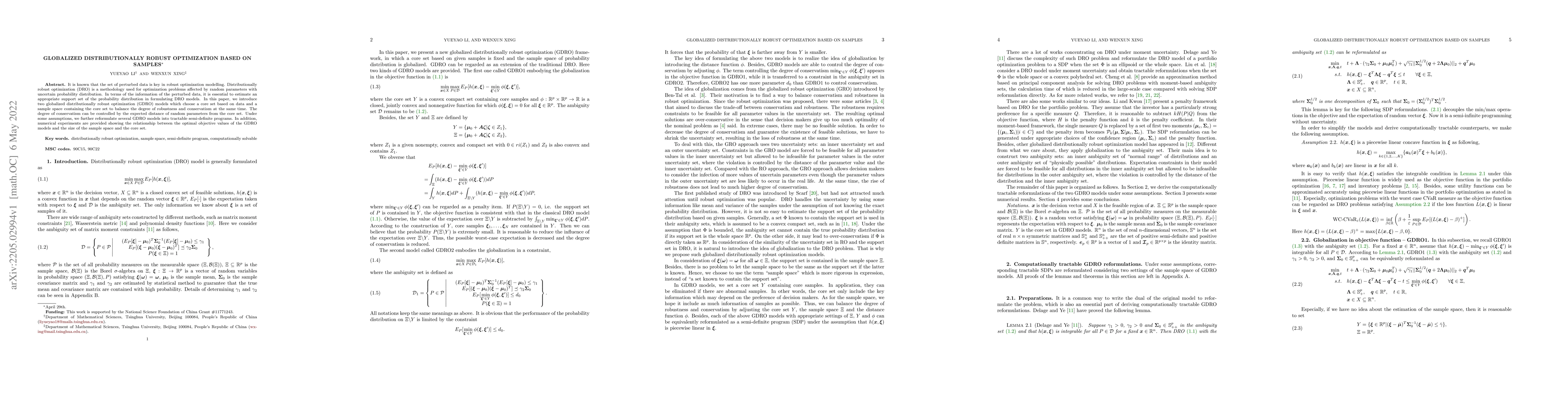 Thumbnail for Globalized distributionally robust optimization based on samples