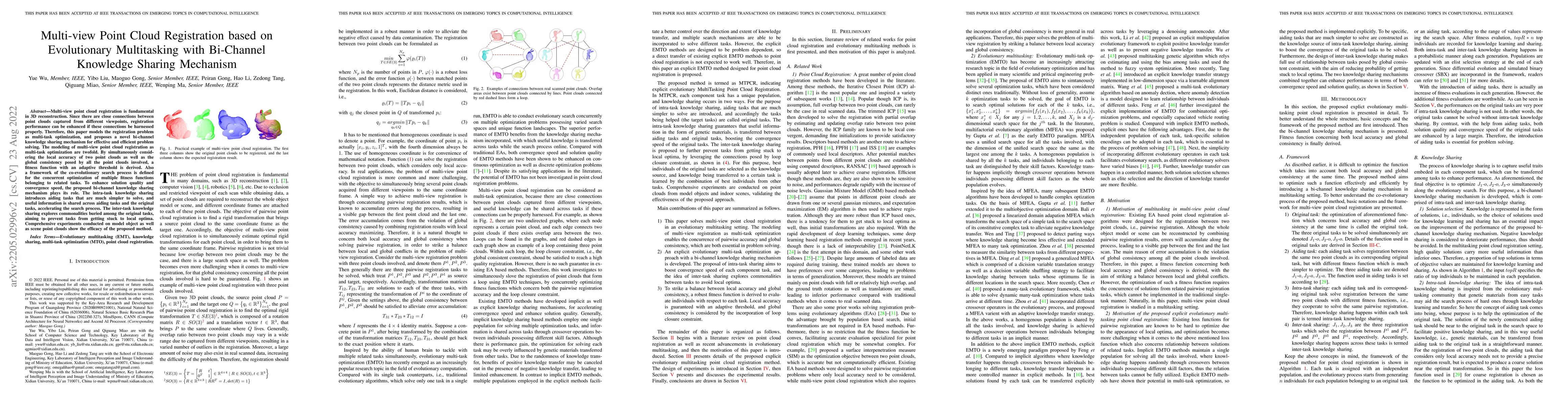 Thumbnail for Multi-view Point Cloud Registration based on Evolutionary Multitasking
  with Bi-Channel Knowledge Sharing Mechanism