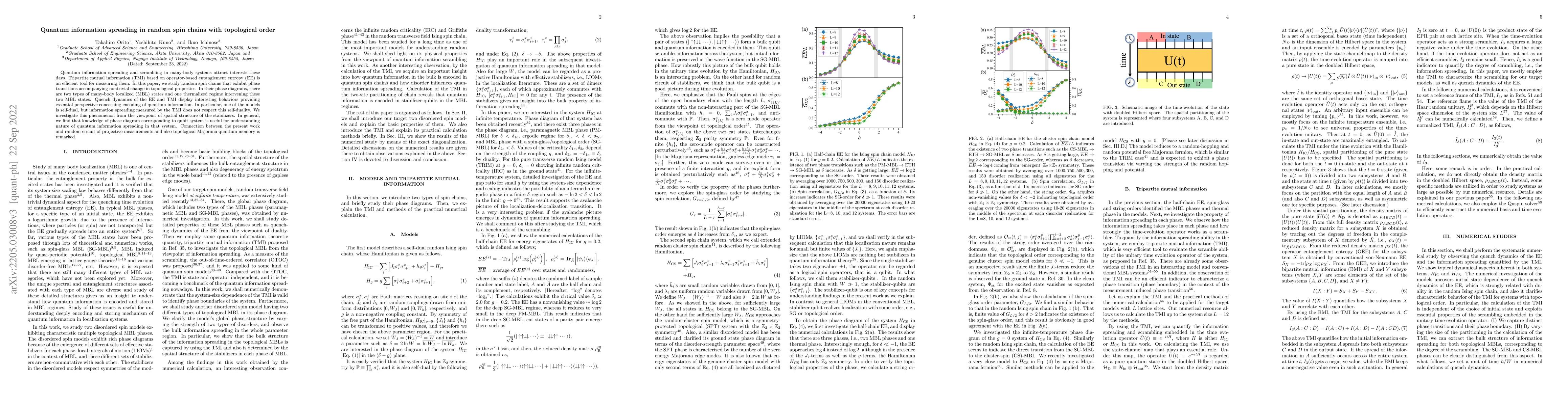 Thumbnail for Quantum information spreading in random spin chains with topological
  order