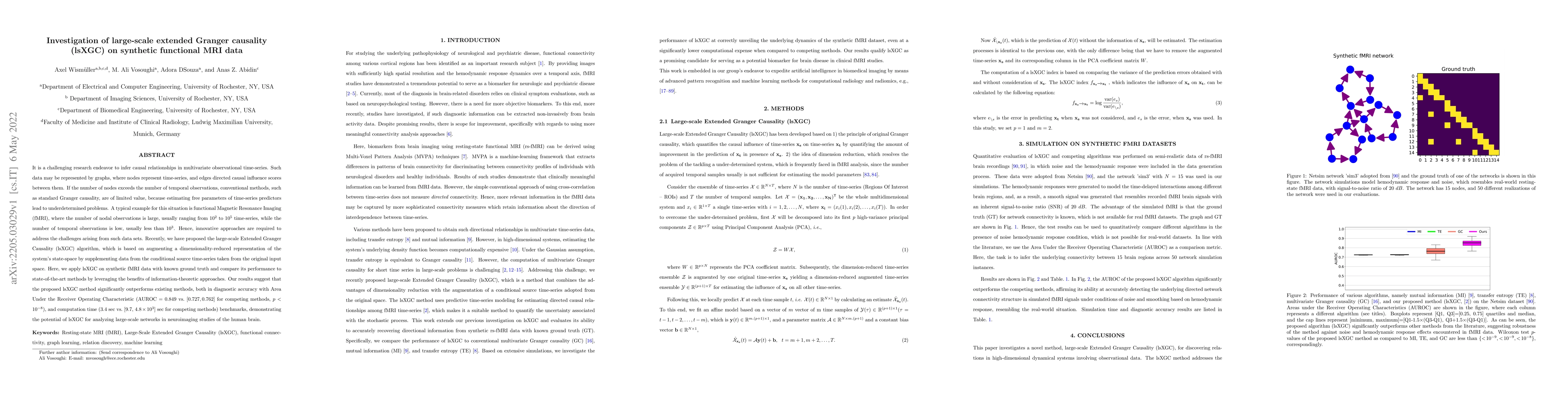 Thumbnail for Investigation of large-scale extended Granger causality (lsXGC) on
  synthetic functional MRI data
