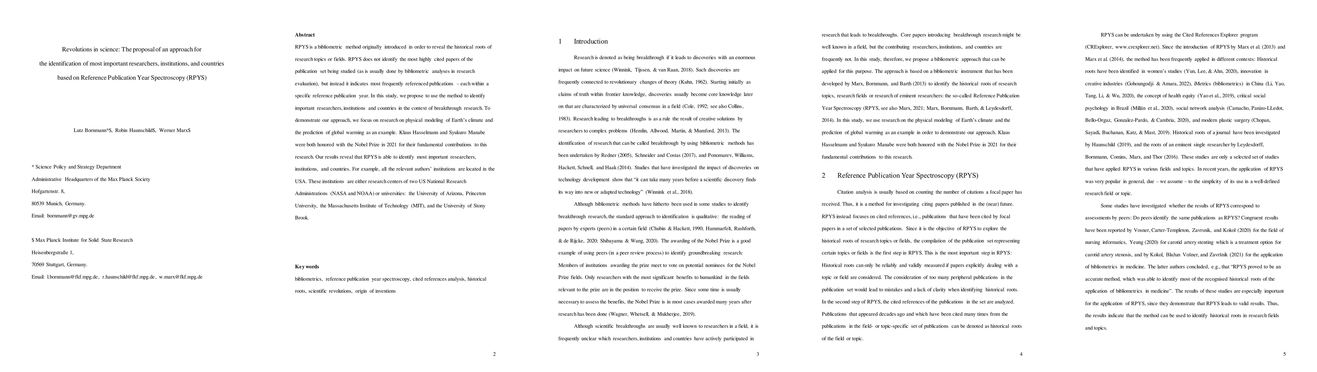 Thumbnail for Revolutions in science: The proposal of an approach for the
  identification of most important researchers, institutions, and countries
  based on Reference Publication Year Spectroscopy (RPYS)
